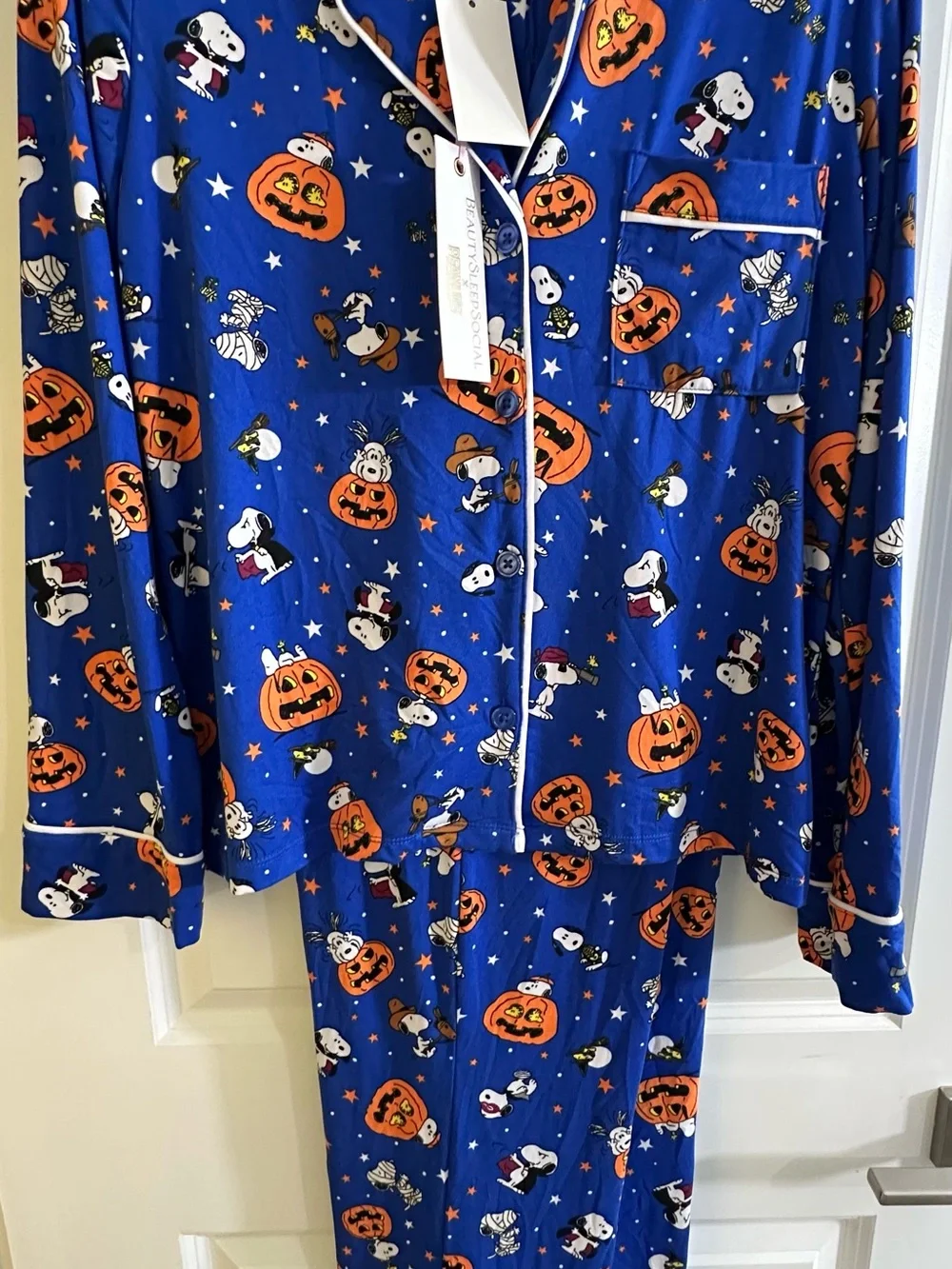 Adult Halloween Snoopy Pumpkin Pajama Set - Size Small
